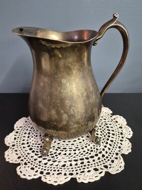 Antique-Style Silver Plated Pitcher with Ornate Handle